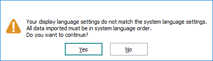 Import language error